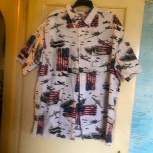 WWII Patriotic aviation button up shirt - 2 XL having 60” chest 100% cotton